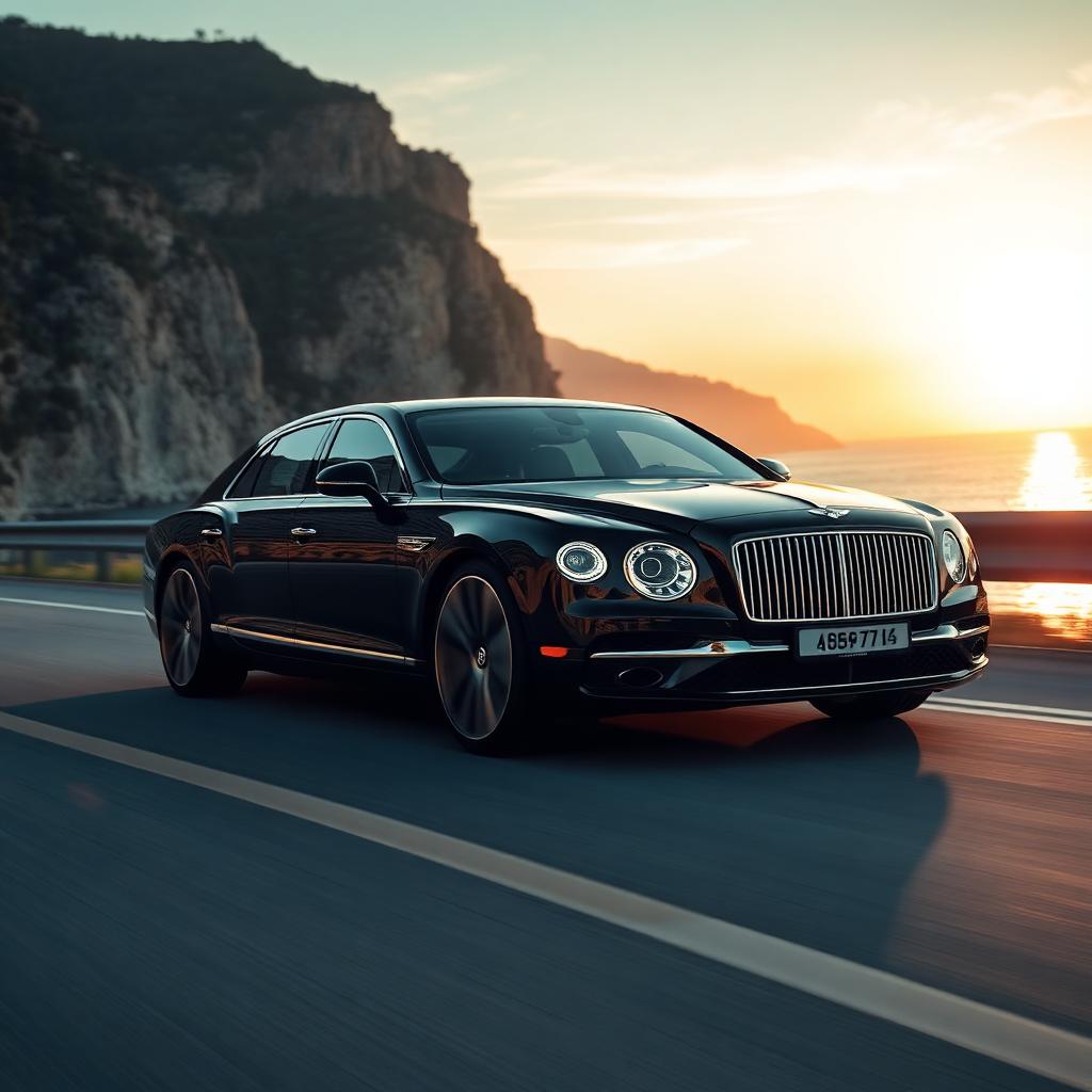 Bentley Flying Spur along the Corniche at sunset