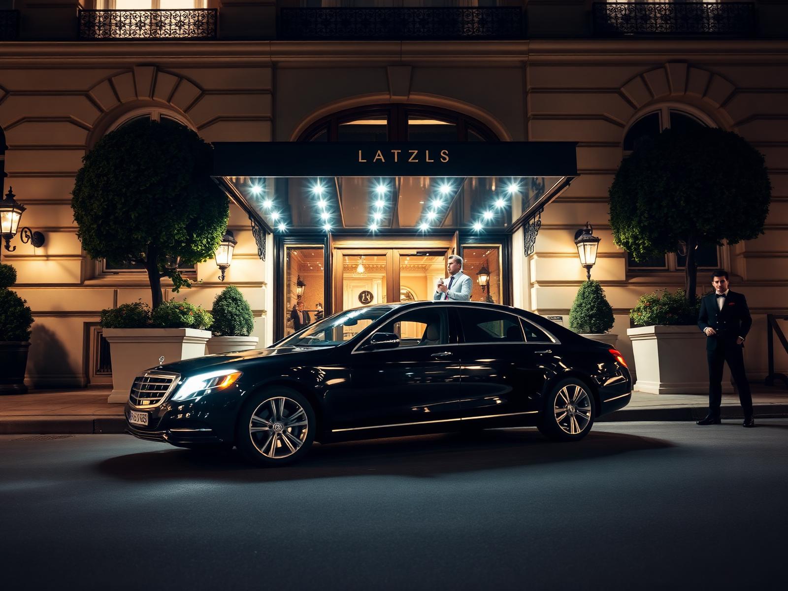 Mercedes S-Class at palace hotel