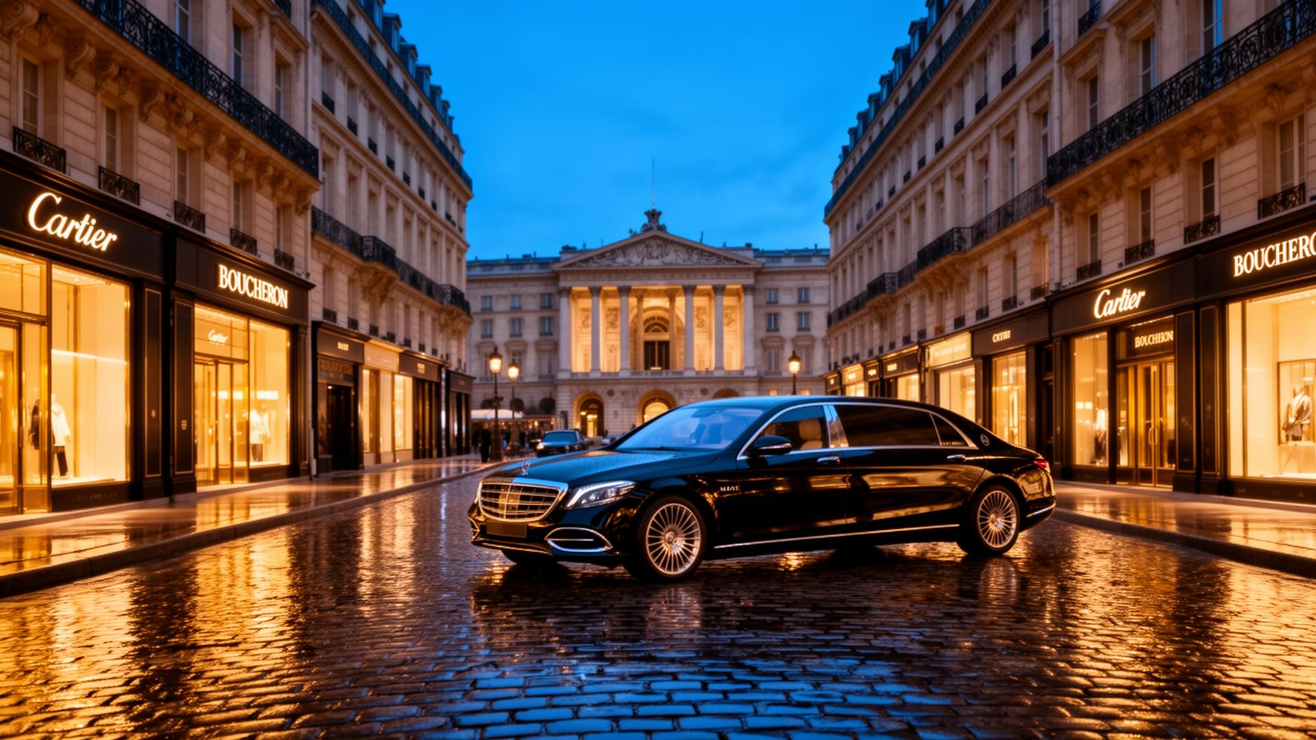 Maybach on Place Vendôme at twilight