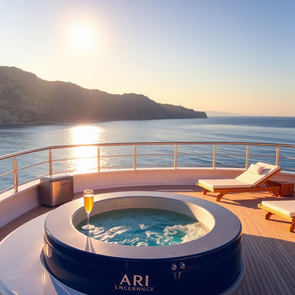 Sun-deck jacuzzi with sea view and chilled champagne